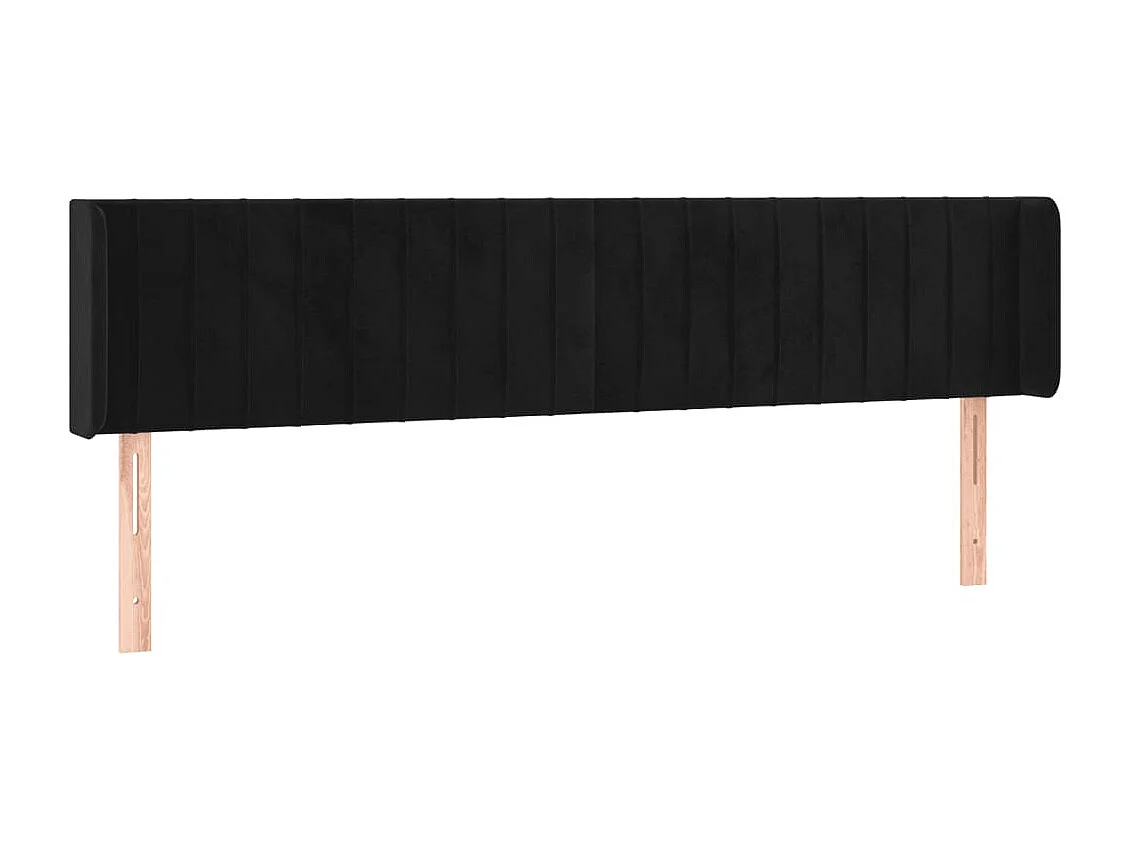 Mueble cabecero | Cabezal de cama | Cabecero de terciopelo negro 203x16x78/88 cm