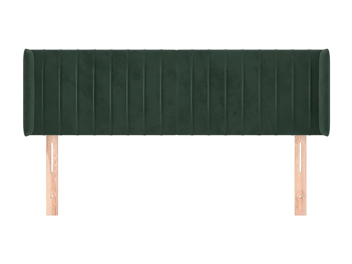 Tête de Lit | Panneau de tête pour lit Moderne avec oreilles Vert foncé 147x16x78/88 cm Velours