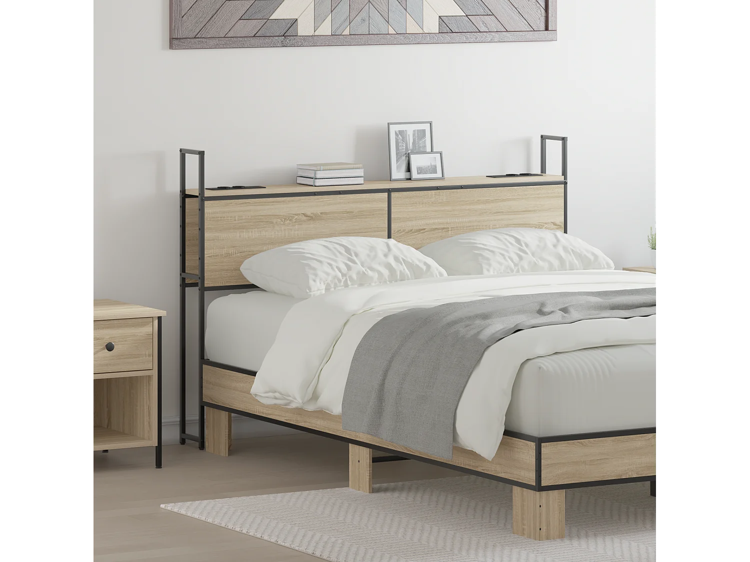 Tête de Lit de rangement | Panneau de tête pour lit Chêne sonoma 160 cm Bois d'ingénierie