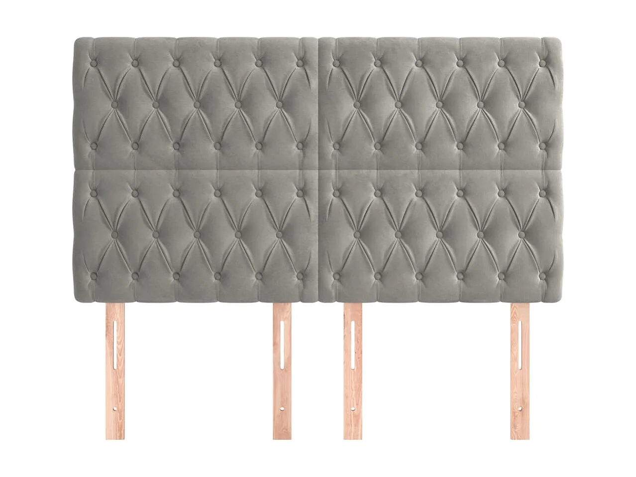 Cabeceros | Cabezal de cama | Mueble de cabecero 4 unidades de terciopelo gris claro 80x7x78/88 cm