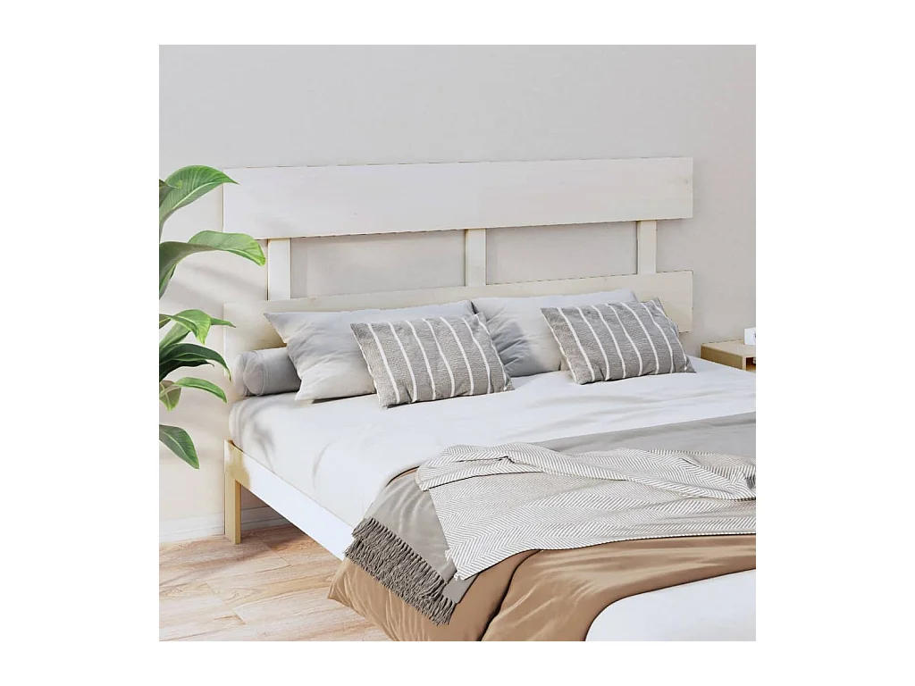 Tête de Lit | Panneau de tête pour lit Moderne Blanc 164x3x81 cm Bois massif de pin