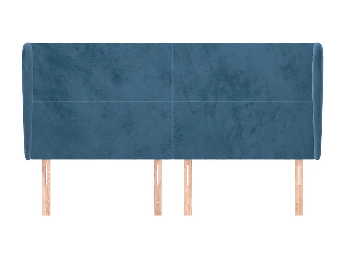 Tête de Lit | Panneau de tête pour lit Moderne avec oreilles Bleu foncé 203x23x118/128 cm Velours