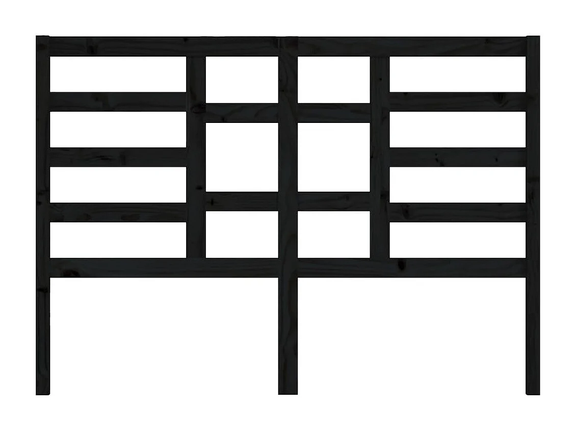 Tête de Lit | Panneau de tête pour lit Moderne Noir 126x4x104 cm Bois massif de pin
