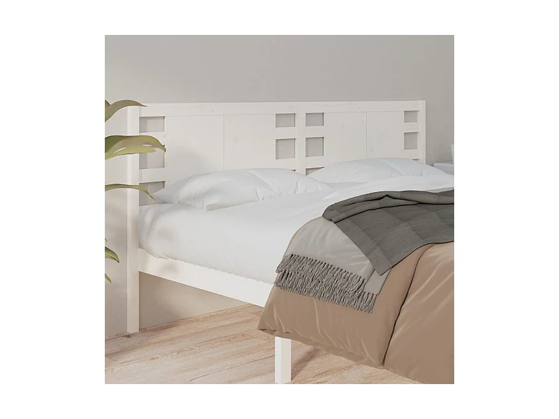 Mueble cabecero | Cabecero | Cabezal de cama madera maciza de pino blanco 206x4x100 cm