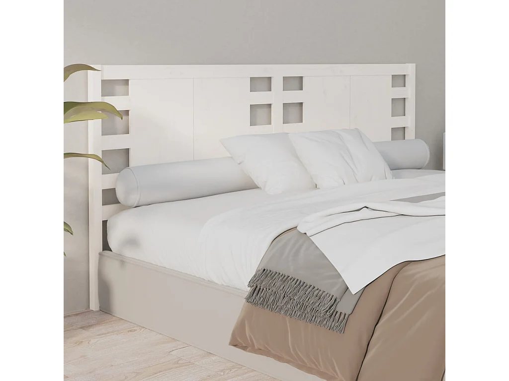 Mueble cabecero | Cabecero | Cabezal de cama madera maciza de pino blanco 206x4x100 cm