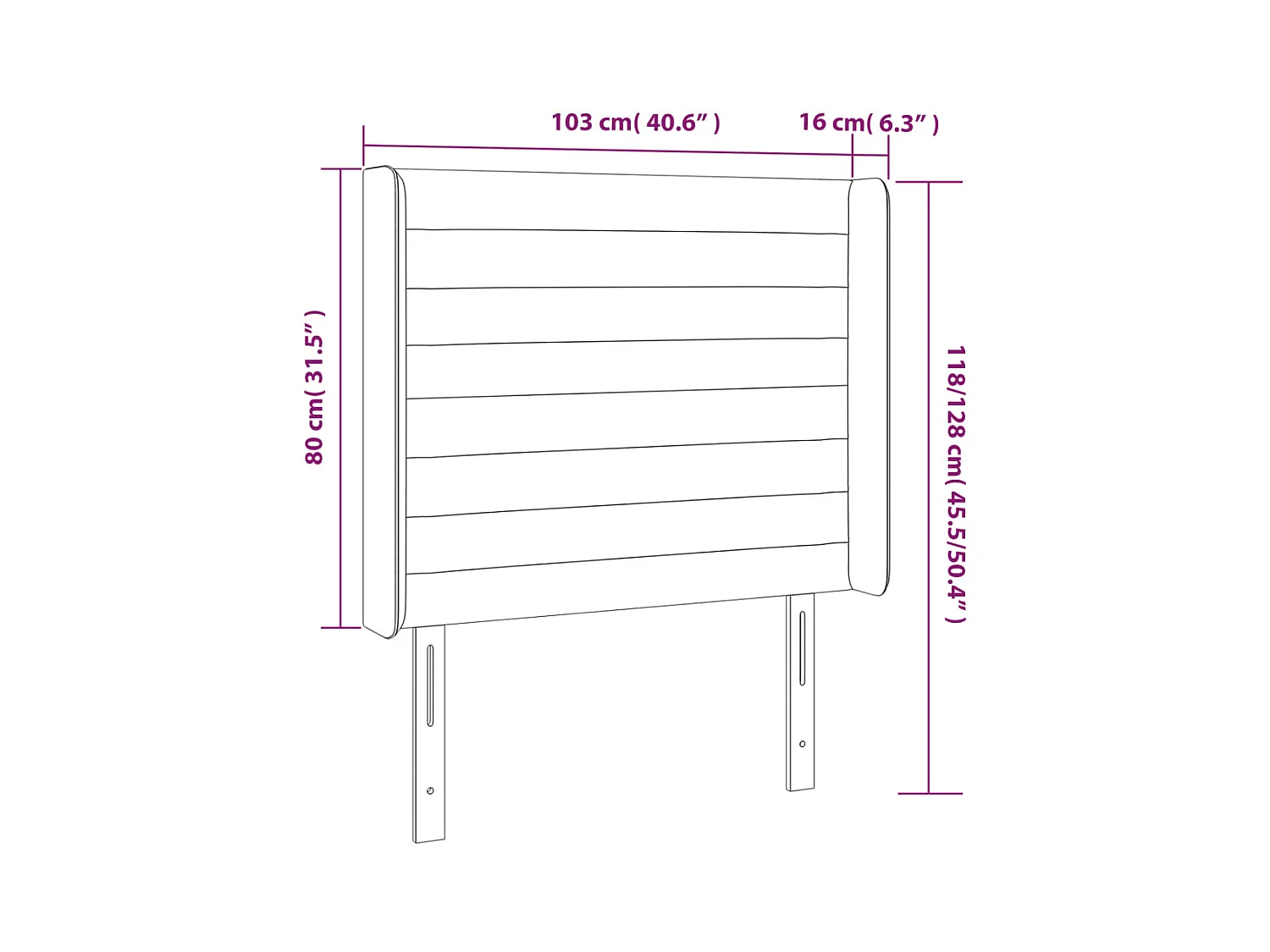 Mueble cabecero | Cabezal de cama | Cabecero con LED de tela azul 103x16x118/128 cm