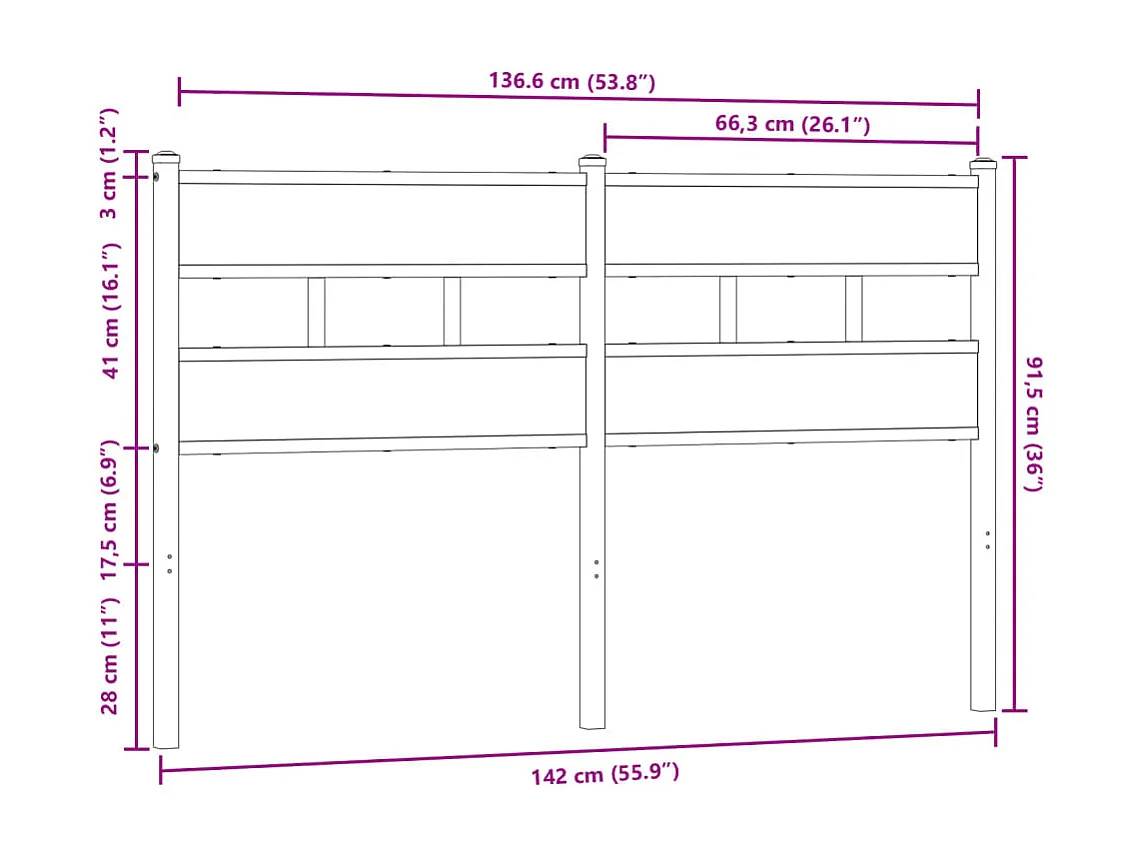Tête de Lit | Panneau de tête pour lit Moderne chêne marron 135 cm acier et bois d'ingénierie