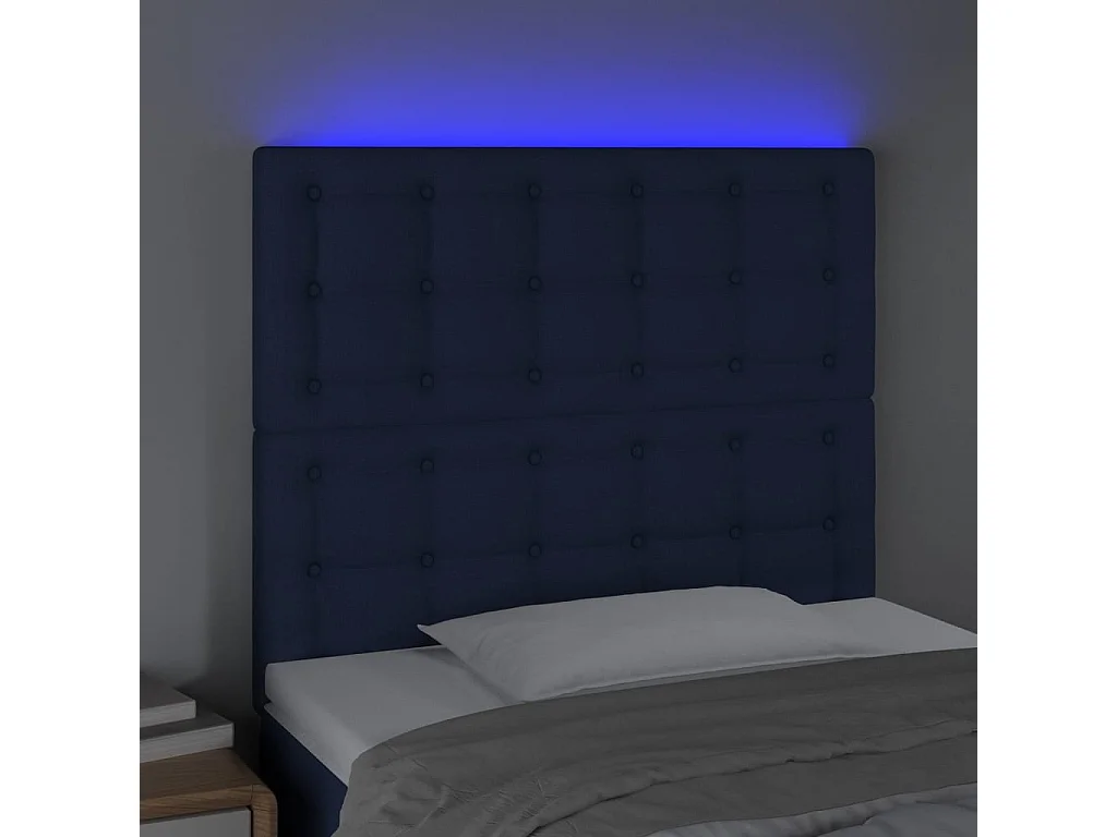 Hoofdbord | Hoofdeinde LED 80x5x118/128 cm stof blauw