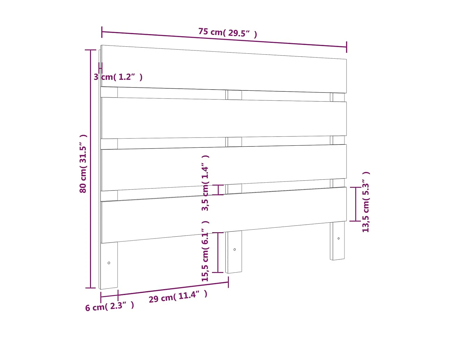 Mueble cabecero | Cabecero | Cabezal de cama madera maciza de pino marrón miel 75x3x80 cm