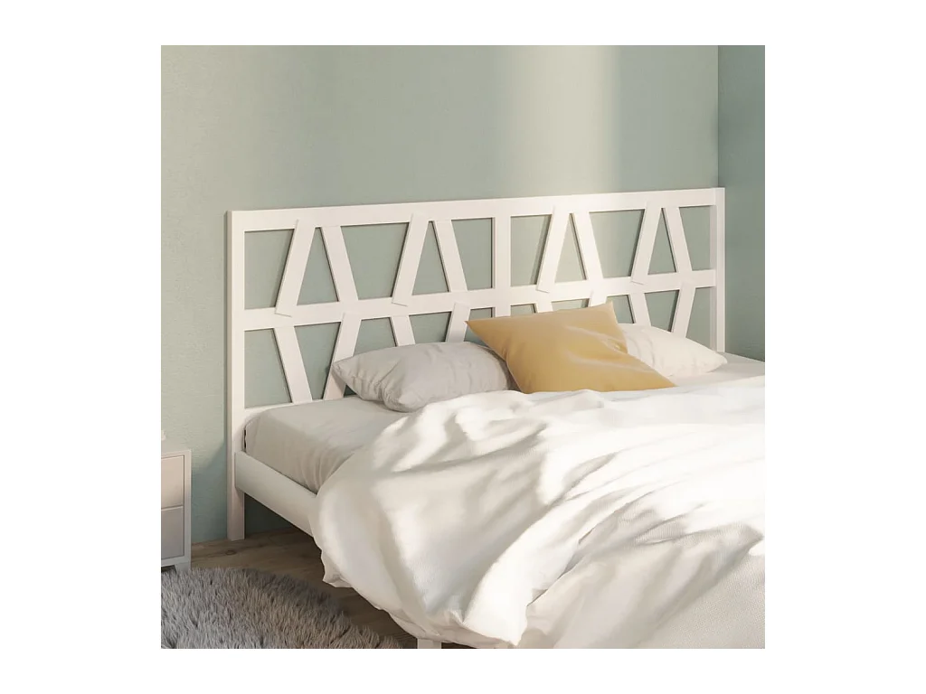Tête de Lit | Panneau de tête pour lit Moderne Blanc 206x4x100 cm Bois massif de pin