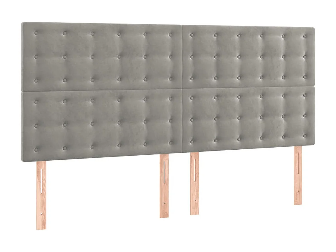 Tête de Lit | Panneau de tête pour lit Moderne à LED Gris clair 180x5x118/128 cm Velours