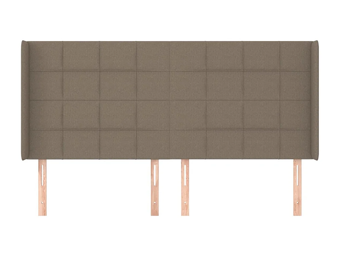 Cabecero | Cabezal de Cama | Mueble cabecero con orejas de tela gris taupe 203x16x118/128 cm