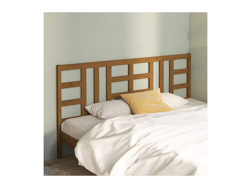Tête de Lit | Panneau de tête pour lit Moderne Marron miel 206x4x100 cm Bois massif de pin