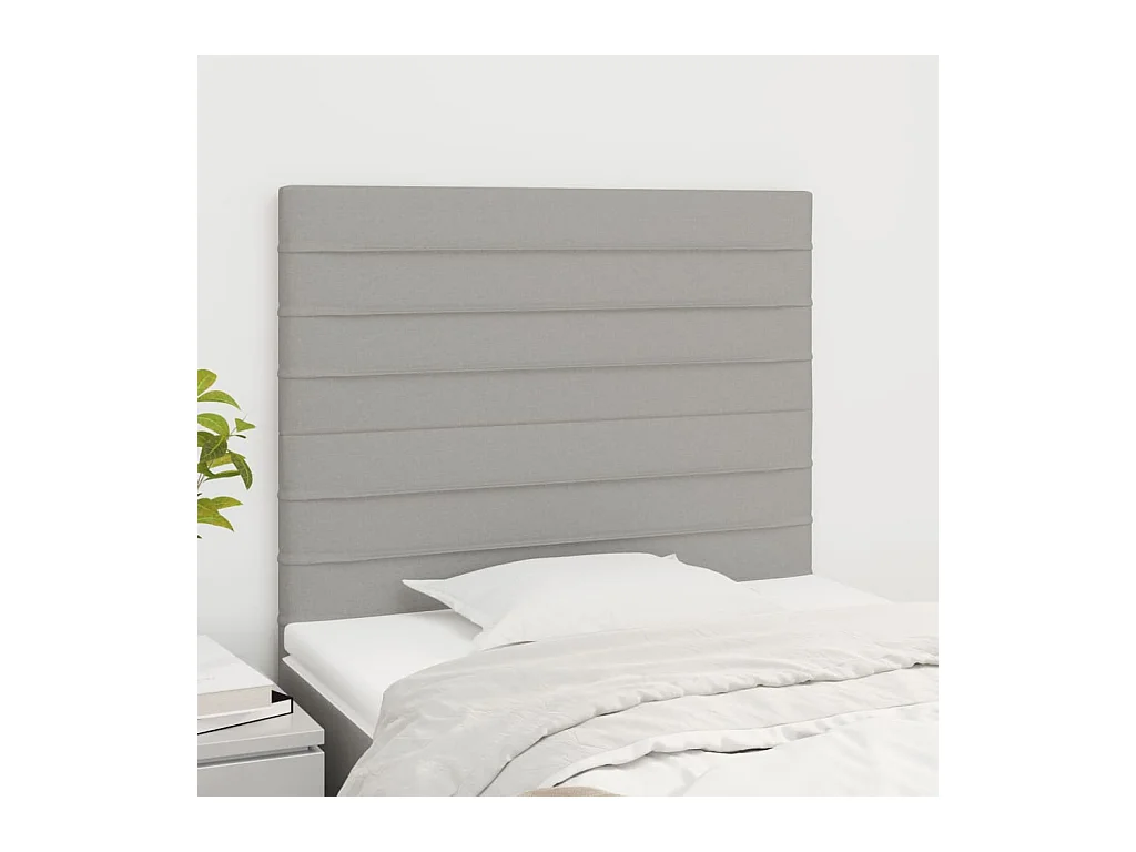 Cabeceros | Cabezal de cama | Mueble de cabecero 2 unidades de tela gris claro 80x5x78/88 cm