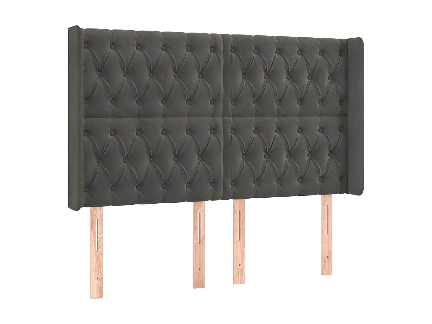 Hoofdbord | Hoofdeinde LED 163x16x118/128 cm fluweel donkergrijs