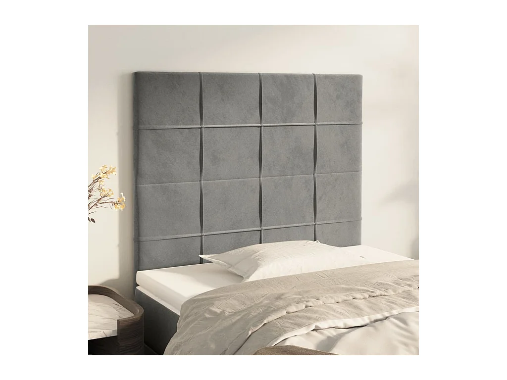Cabeceros | Cabezal de cama | Mueble de cabecero 2 unidades de terciopelo gris claro 90x5x78/88 cm