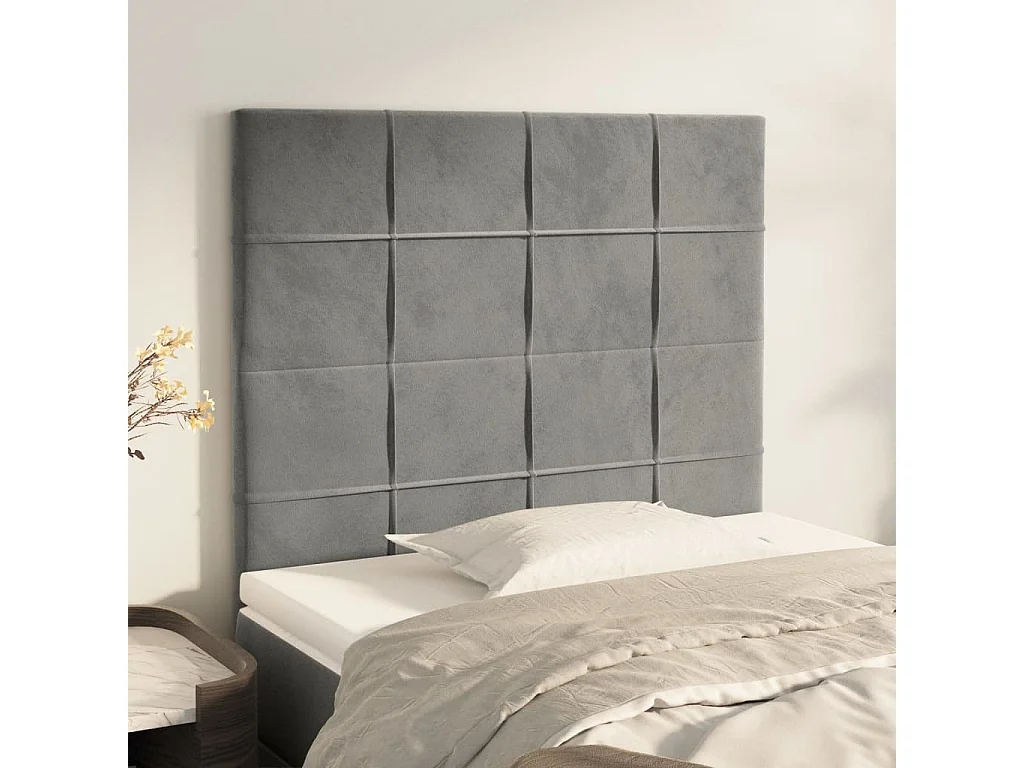 Têtes de lit | Panneaux de tête pour lit Moderne 2 pcs Gris clair 90x5x78/88 cm Velours