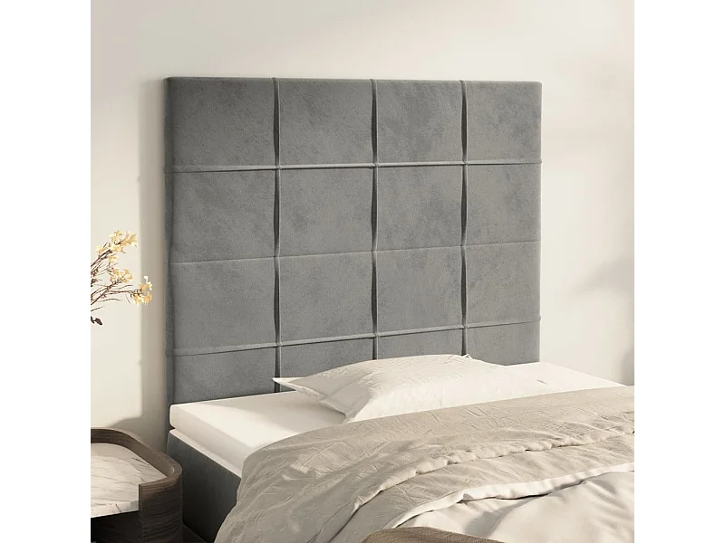 Têtes de lit | Panneaux de tête pour lit Moderne 2 pcs Gris clair 90x5x78/88 cm Velours