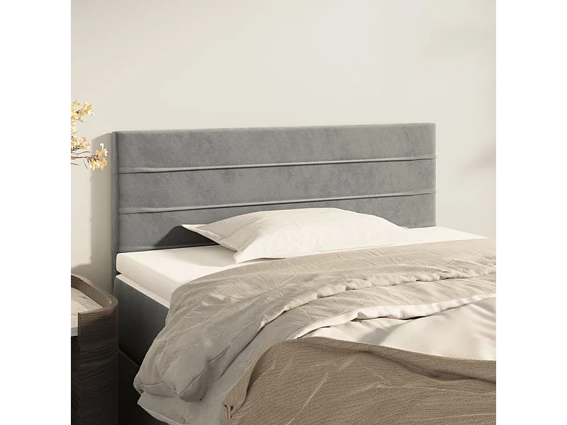 Mueble cabecero | Cabezal de cama | Cabecero de terciopelo gris claro 80x5x78/88 cm