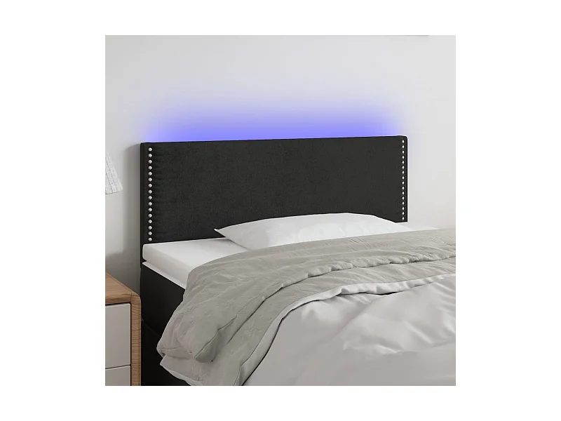 Cabecero | Cabezal de Cama | Mueble cabecero con LED de terciopelo negro 90x5x78/88 cm