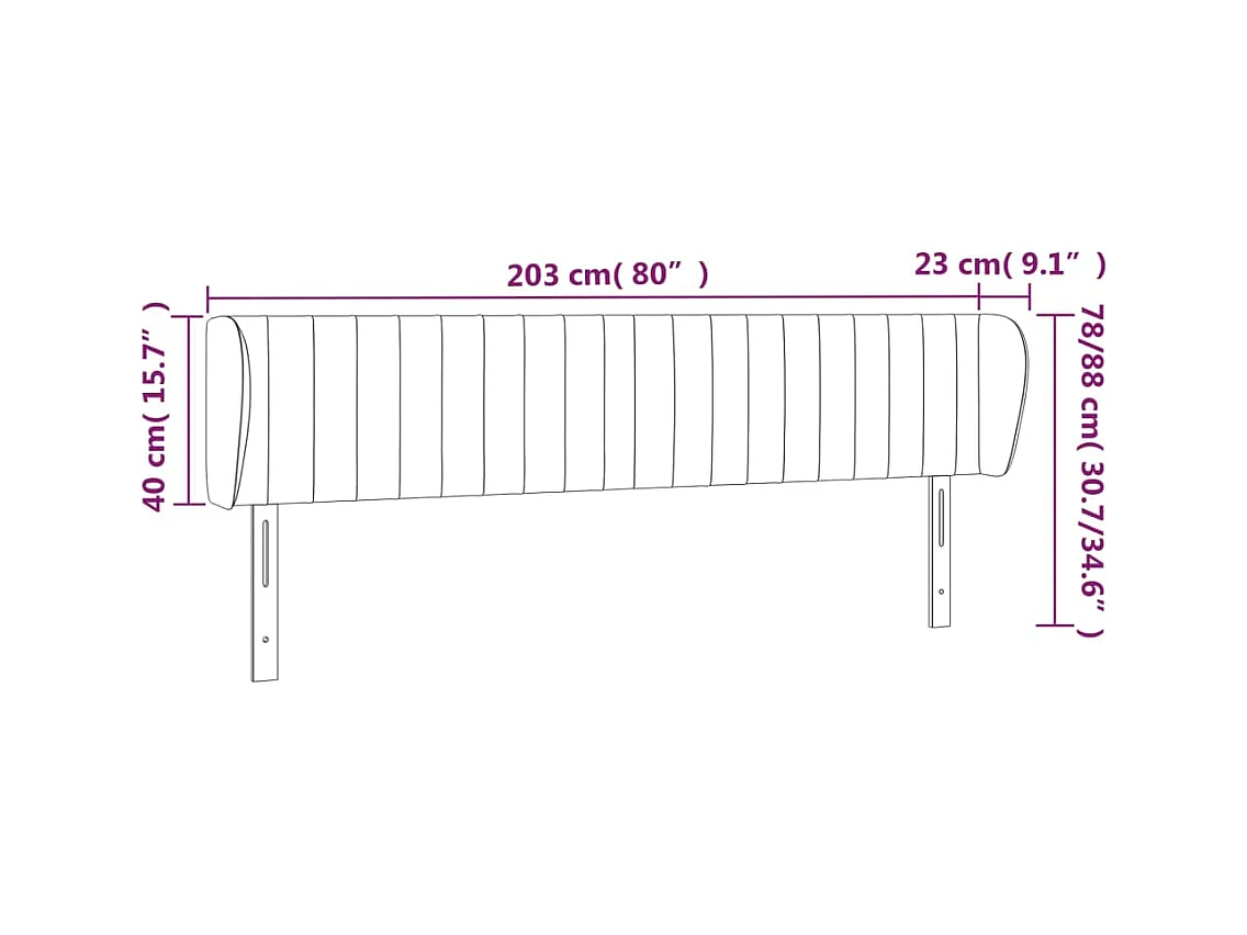 Mueble cabecero | Cabezal de cama | Cabecero de terciopelo gris claro 203x23x78/88 cm