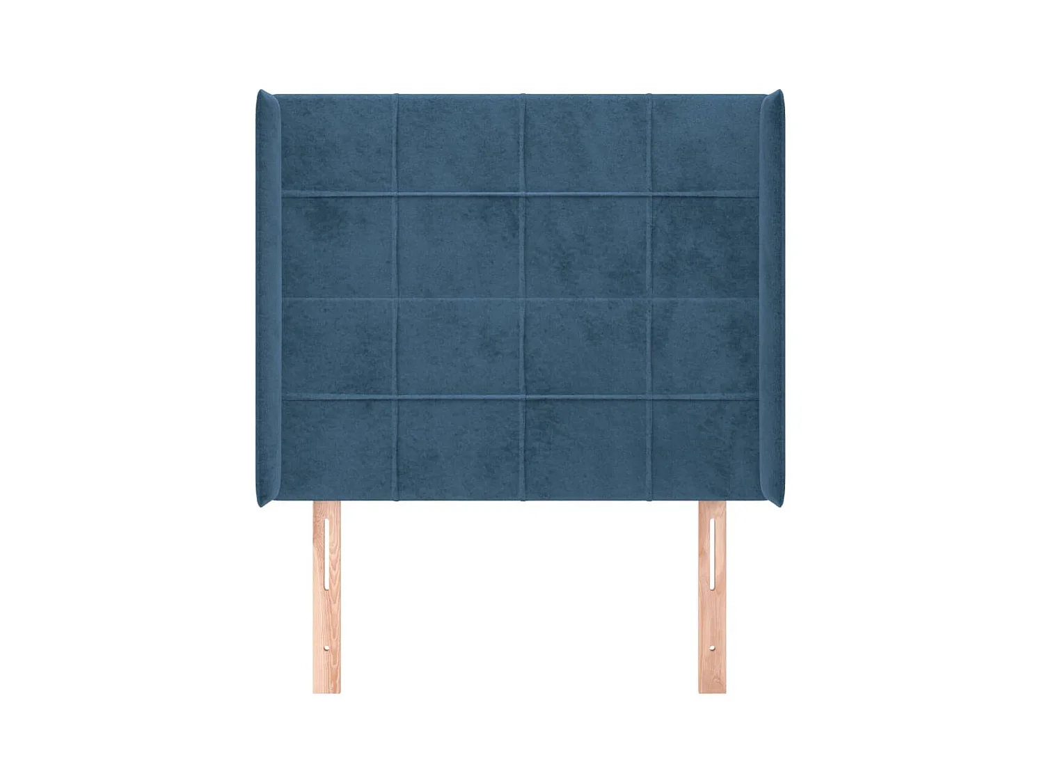 Cabecero | Cabezal de Cama | Mueble cabecero con orejas de terciopelo azul oscuro 93x16x118/128 cm