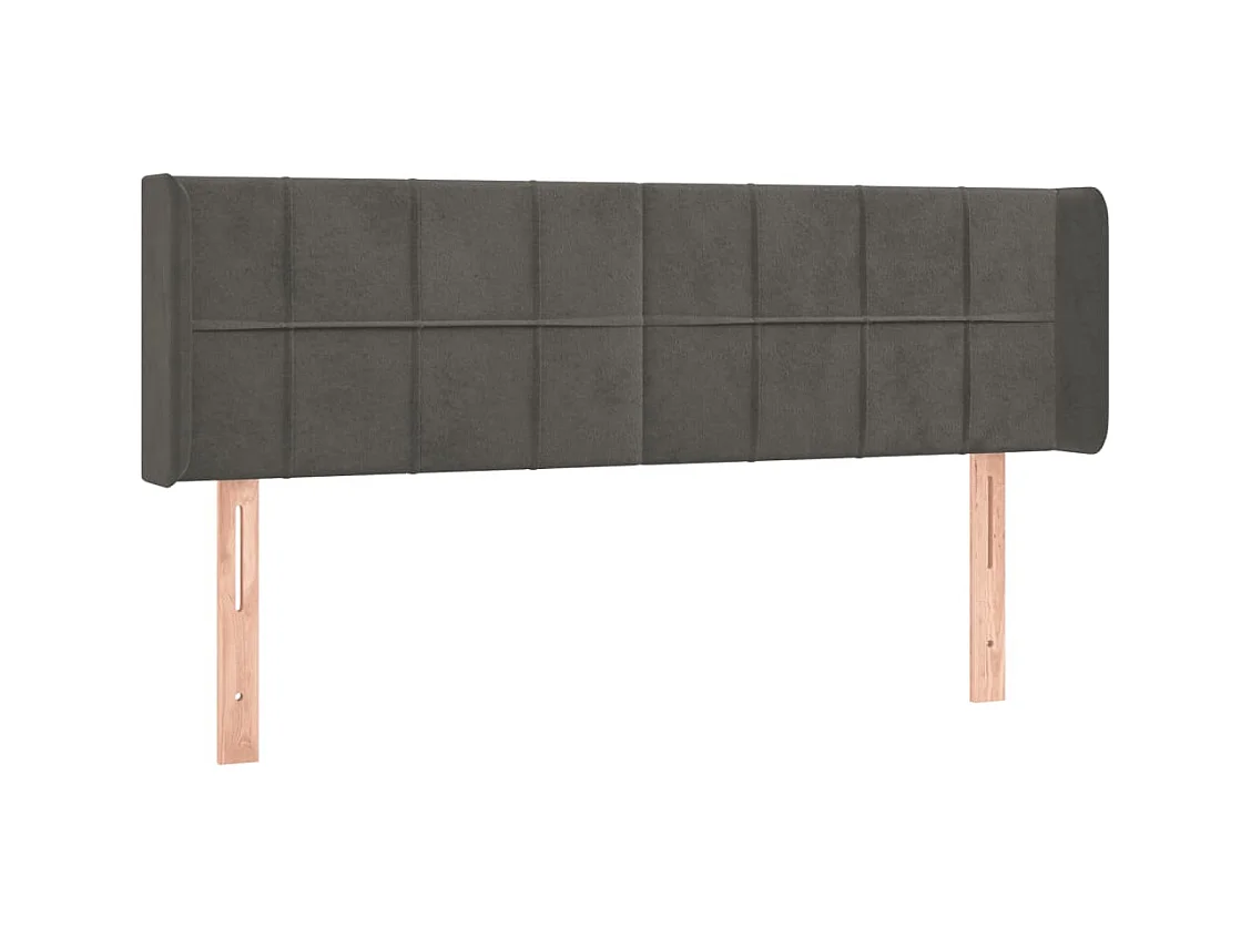 Tête de Lit | Panneau de tête pour lit Moderne avec oreilles Gris foncé 147x16x78/88 cm Velours