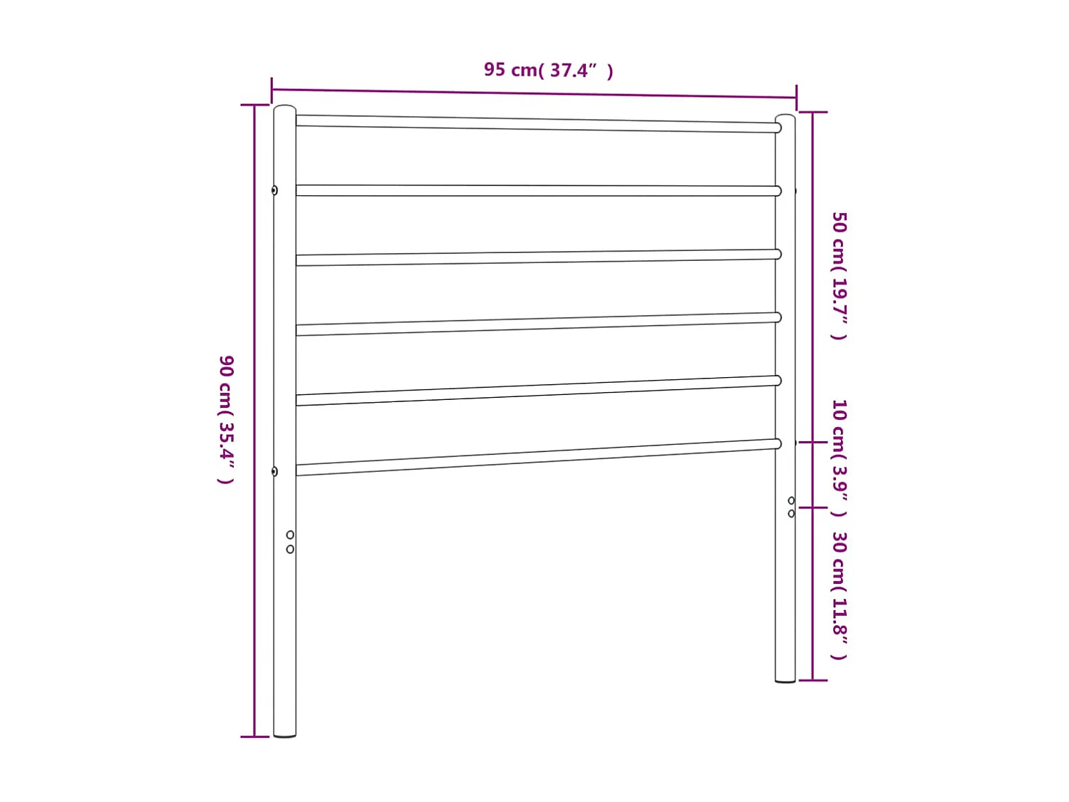Tête de Lit | Panneau de tête pour lit Moderne métal noir 90 cm