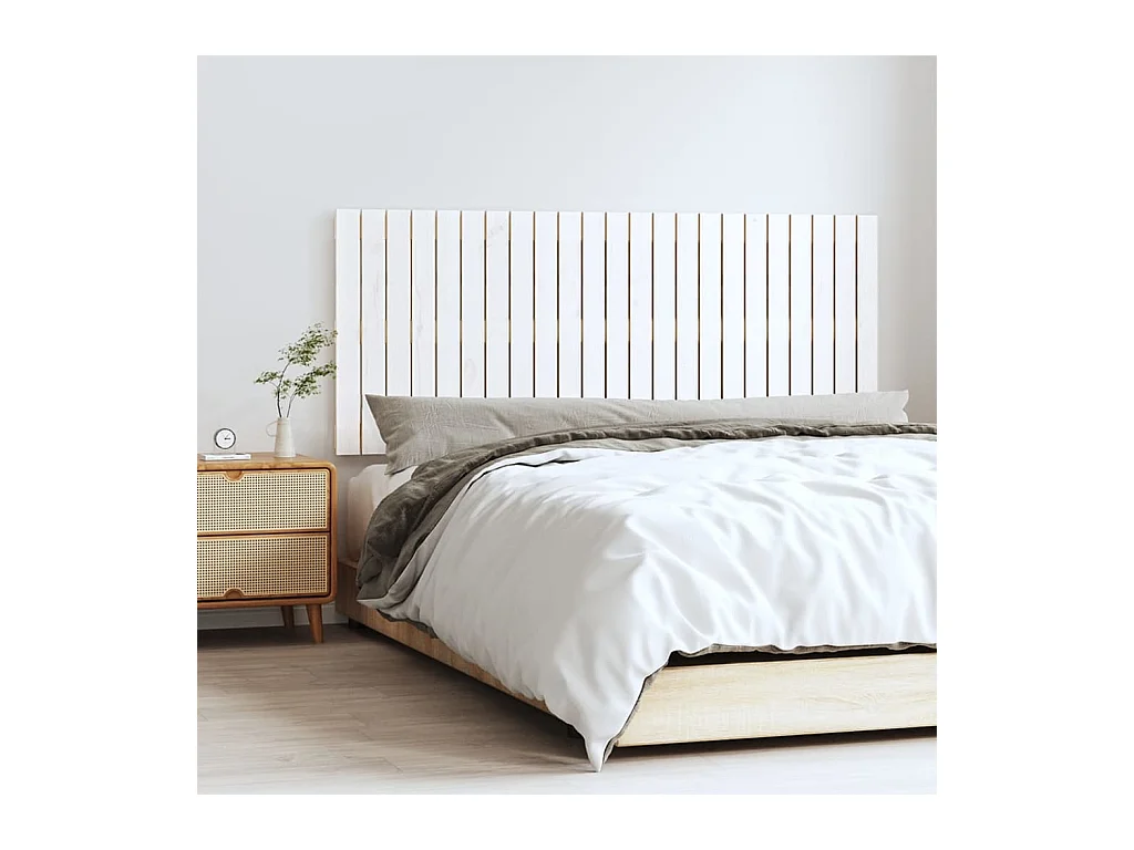 Cabecero de Cama | Cabezal de cama | Mueble de cabecero de pared madera maciza pino blanco 147x3x60 cm