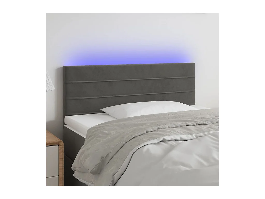 Cabecero | Cabezal de Cama | Mueble cabecero con LED de terciopelo gris oscuro 80x5x78/88 cm