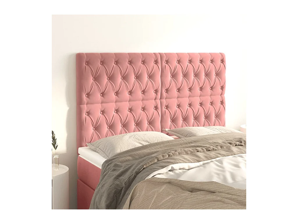 Têtes de lit | Panneaux de tête pour lit Moderne 4 pcs Rose 80x7x78/88 cm Velours