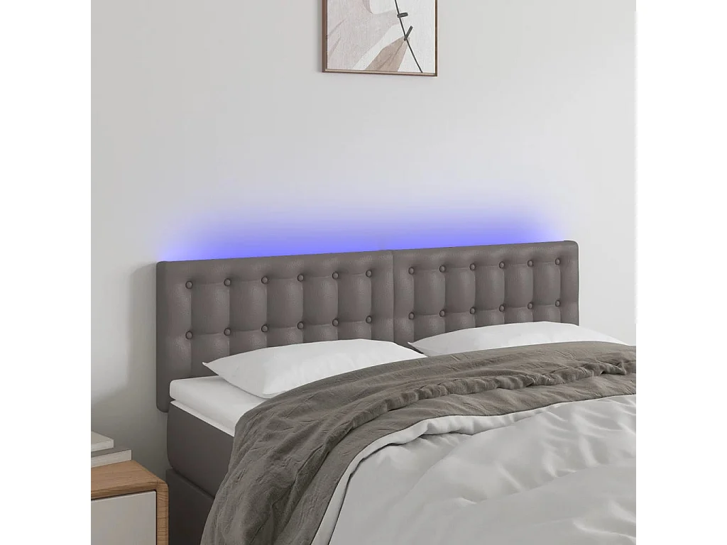 Hoofdbord | Hoofdeinde LED 144x5x78/88 cm kunstleer grijs
