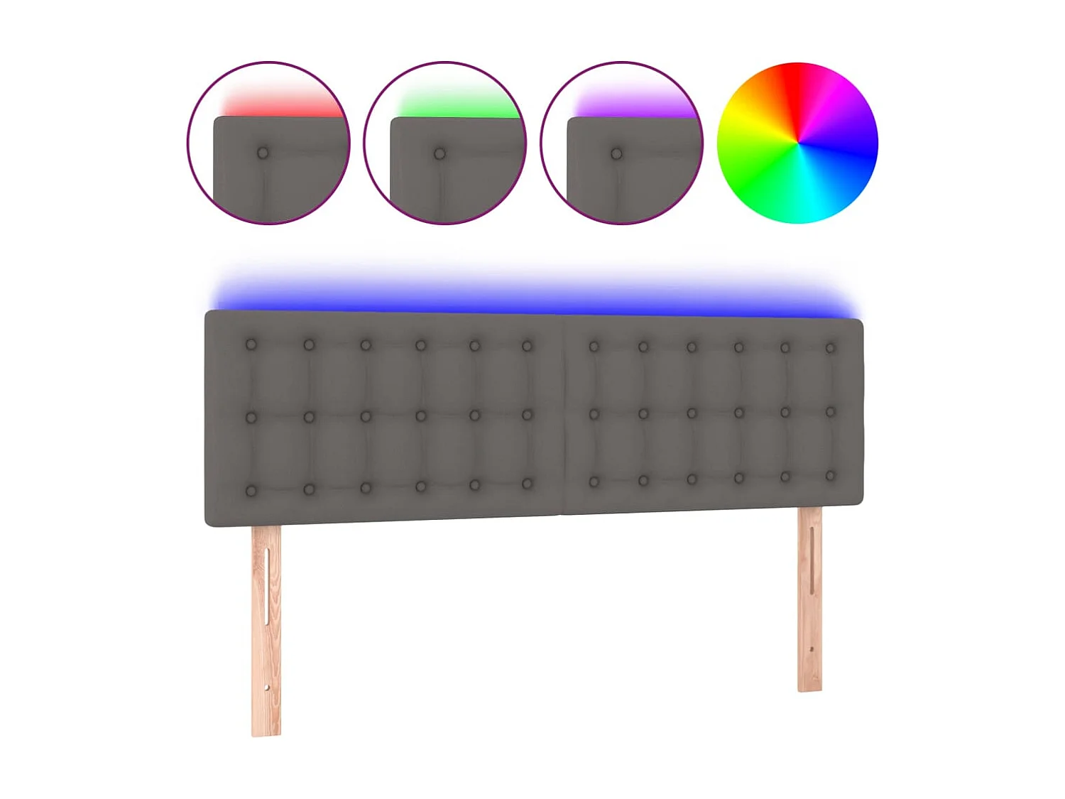 Hoofdbord | Hoofdeinde LED 144x5x78/88 cm kunstleer grijs