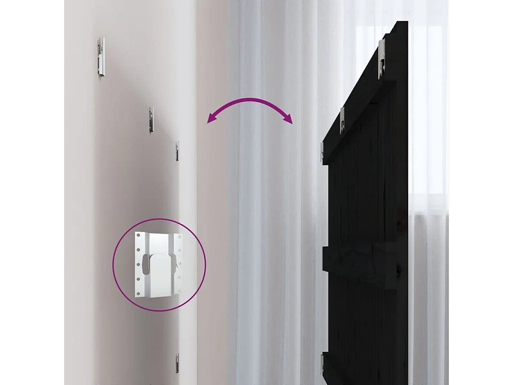 Cabecero de Cama | Cabezal de cama | Mueble de cabecero pared madera maciza pino negro 127,5x3x60 cm