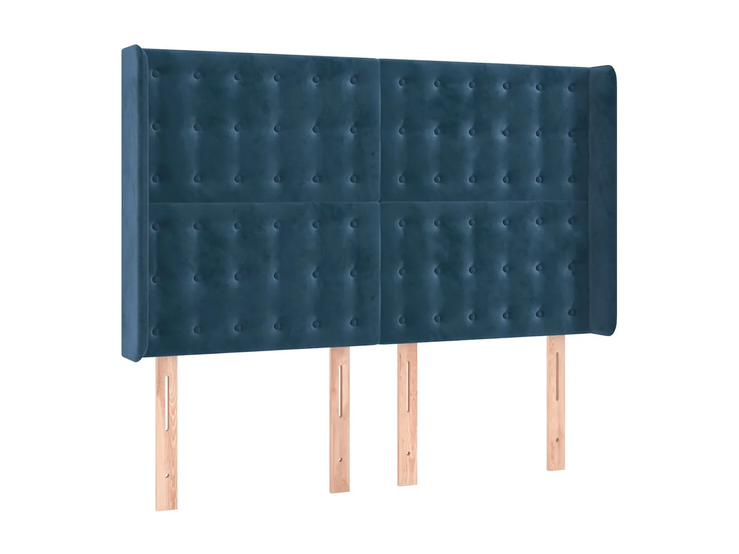 Tête de Lit | Panneau de tête pour lit Moderne à LED Bleu foncé 147x16x118/128 cm Velours