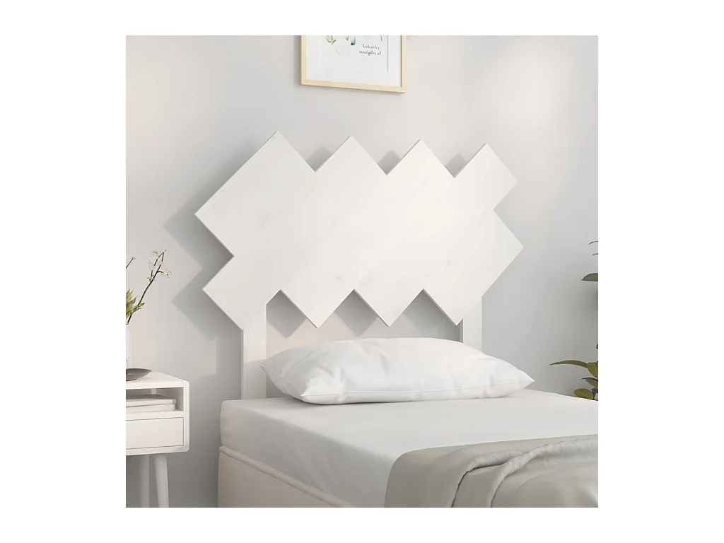 Cabecero de Cama | Cabezal de cama | Mueble de cabecero madera maciza de pino blanco 92x3x81 cm