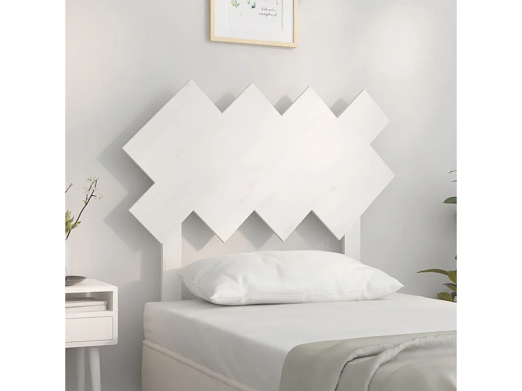 Tête de Lit | Panneau de tête pour lit Moderne Blanc 92x3x81 cm Bois massif de pin