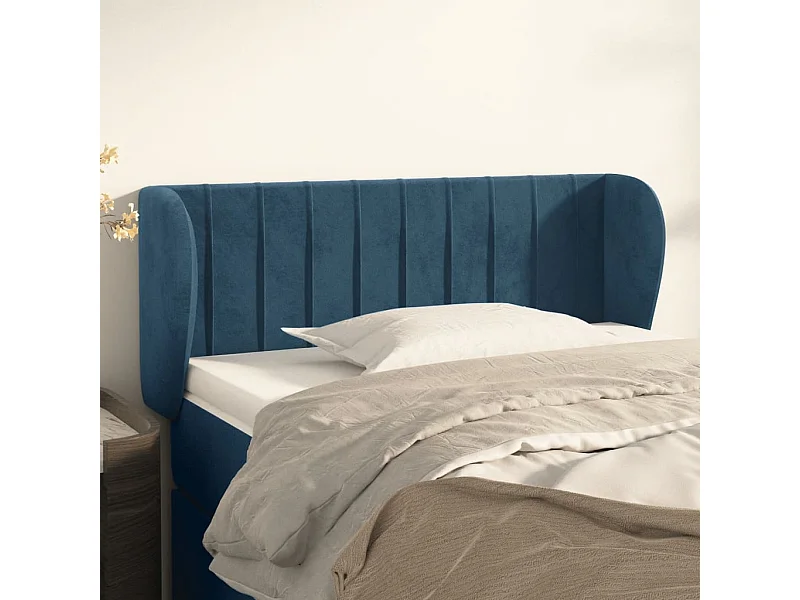 Mueble cabecero | Cabezal de cama | Cabecero de terciopelo azul oscuro 93x23x78/88 cm