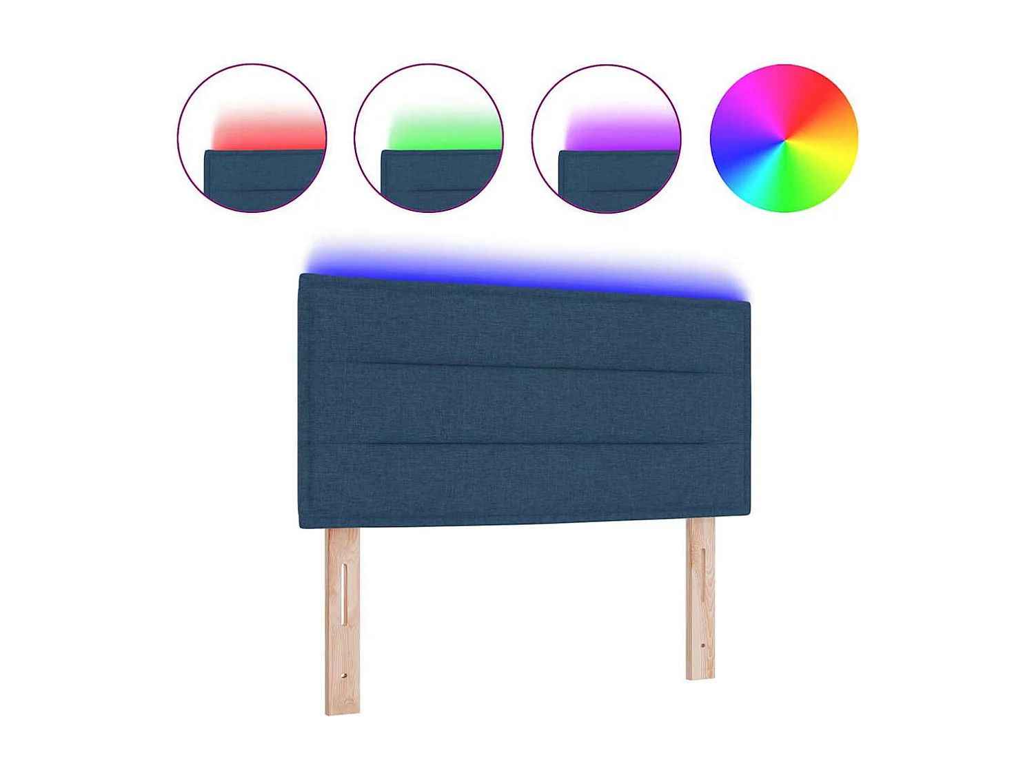 Tête de Lit | Panneau de tête pour lit Moderne LED avec des lumières à LED Bleu 80 cm tissu