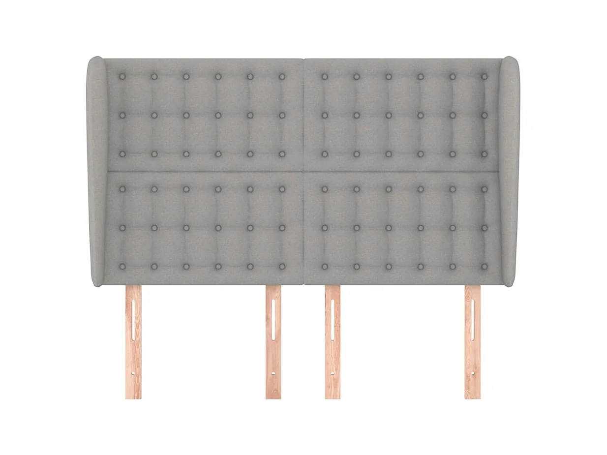 Tête de Lit | Panneau de tête pour lit Moderne avec oreilles Gris clair 147x23x118/128 cm Tissu