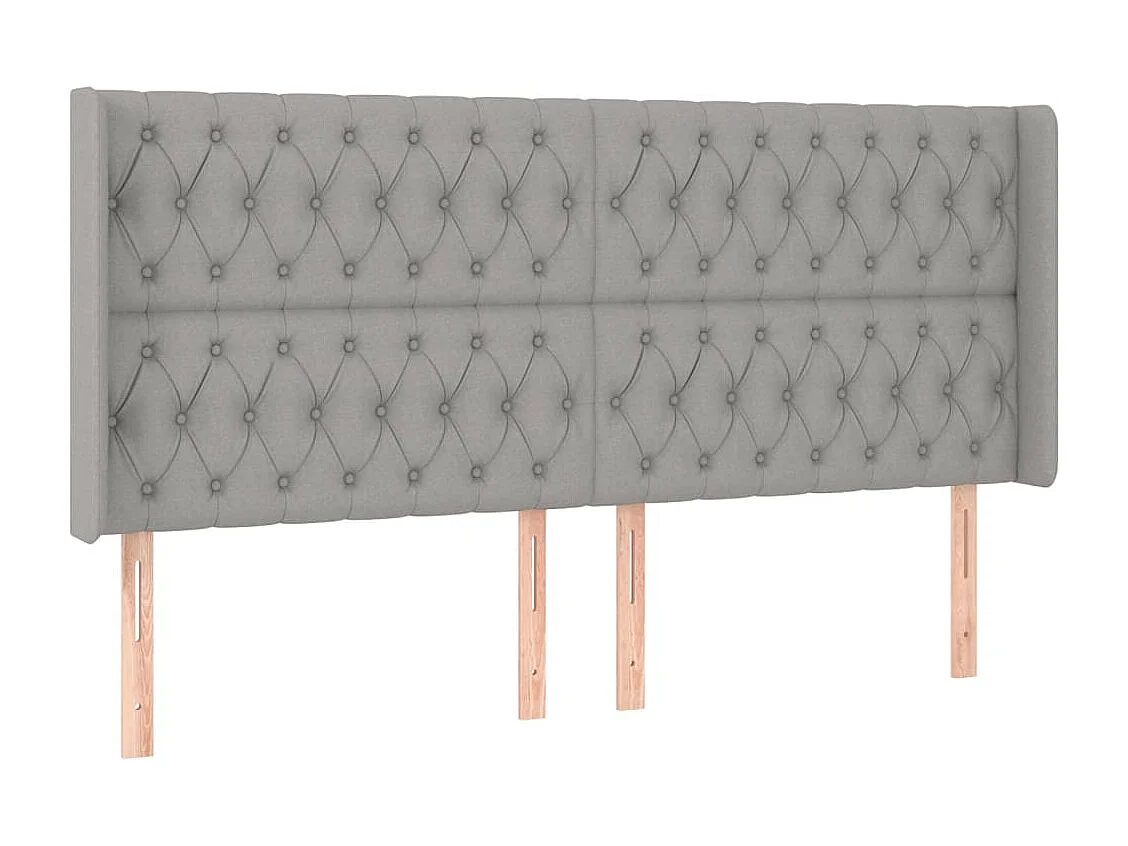 Hoofdbord | Hoofdeinde LED 203x16x118/128 cm stof lichtgrijs