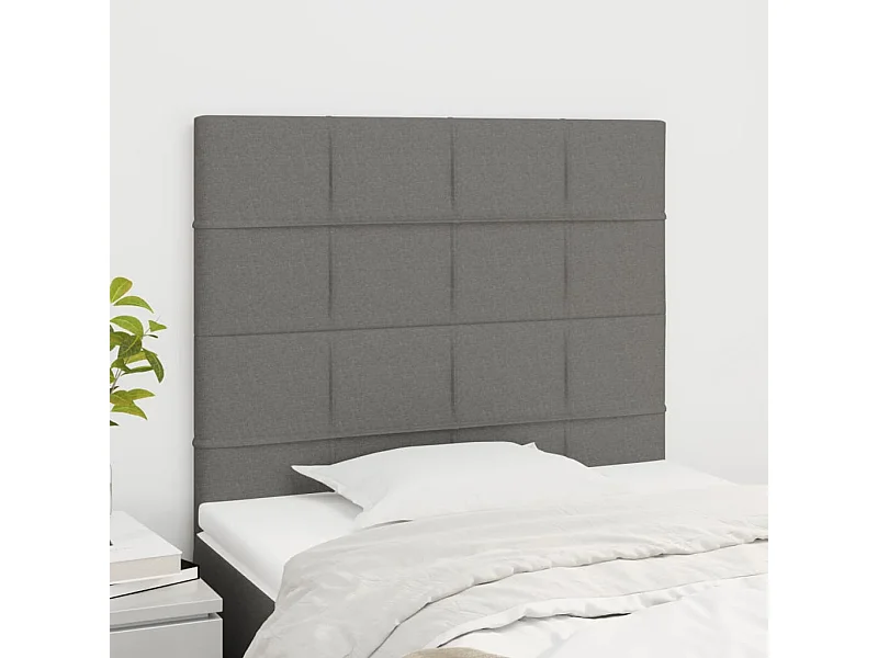 Têtes de lit | Panneaux de tête pour lit Moderne 2 pcs Gris foncé 90x5x78/88 cm Tissu