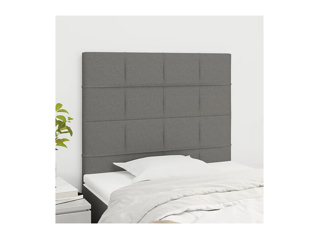 Têtes de lit | Panneaux de tête pour lit Moderne 2 pcs Gris foncé 90x5x78/88 cm Tissu