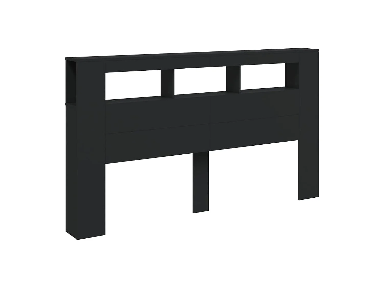 Cabecero | Cabezal de Cama | Mueble cabecero con LED madera de ingeniería negro 180x18,5x103,5 cm