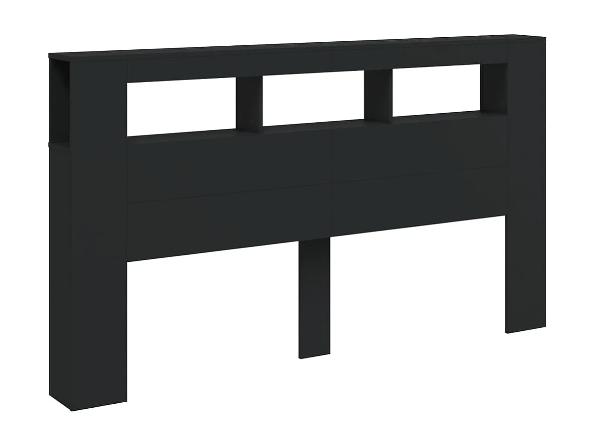 Cabecero | Cabezal de Cama | Mueble cabecero con LED madera de ingeniería negro 180x18,5x103,5 cm