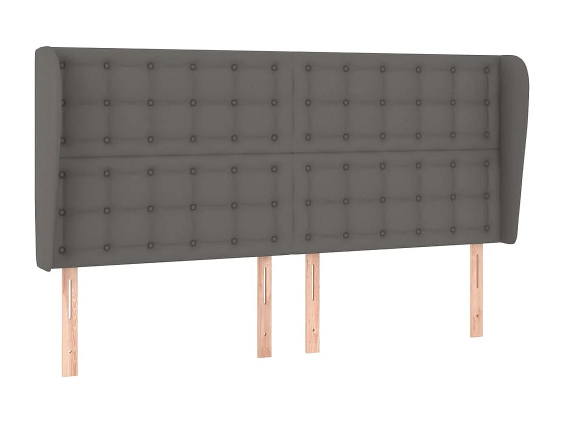 Tête de Lit | Panneau de tête pour lit Moderne avec oreilles Gris 203x23x118/128 cm Similicuir