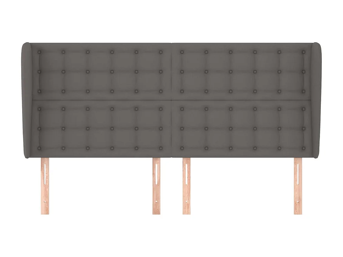 Tête de Lit | Panneau de tête pour lit Moderne avec oreilles Gris 203x23x118/128 cm Similicuir