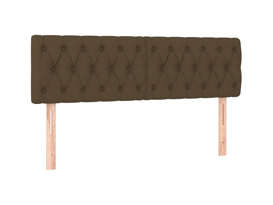 Mueble cabecero | Cabezal de cama | Cabecero con LED de tela marrón oscuro 160x7x78/88 cm