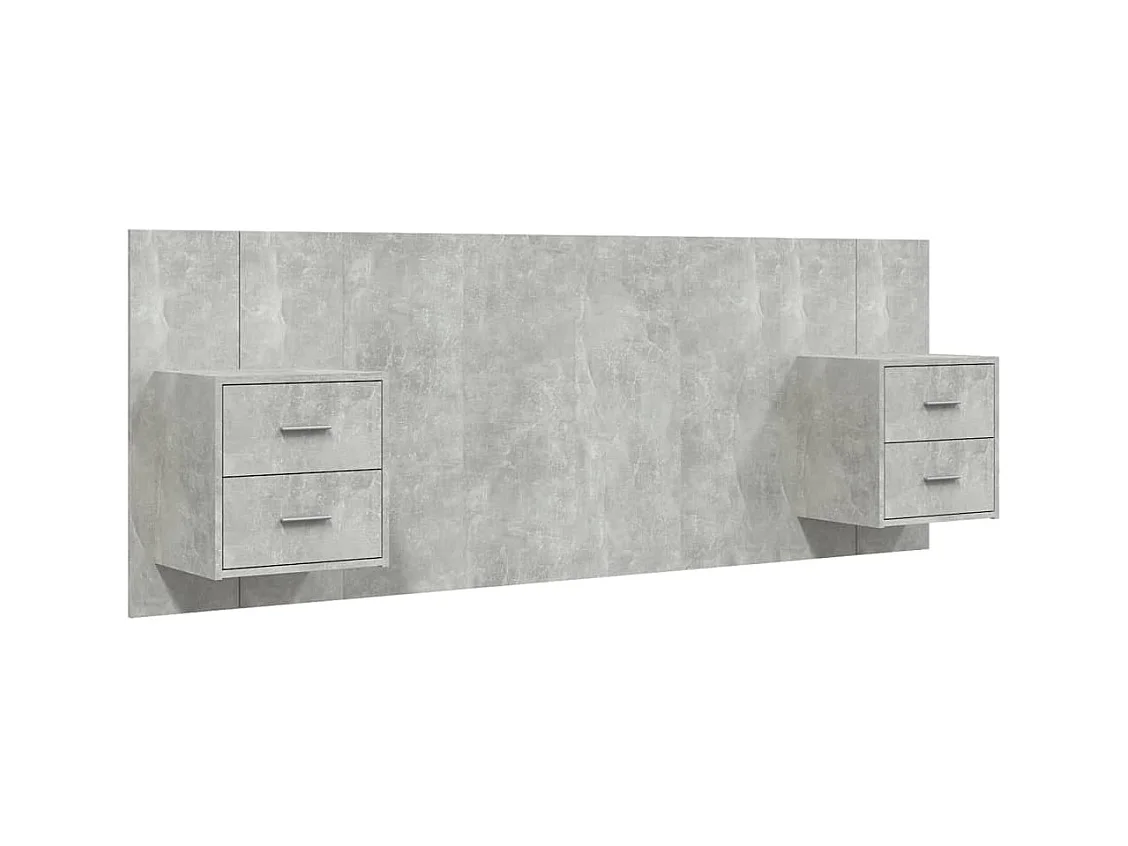 Tête de Lit avec rangement | Tête de lit avec armoires Gris béton Bois d'ingénierie