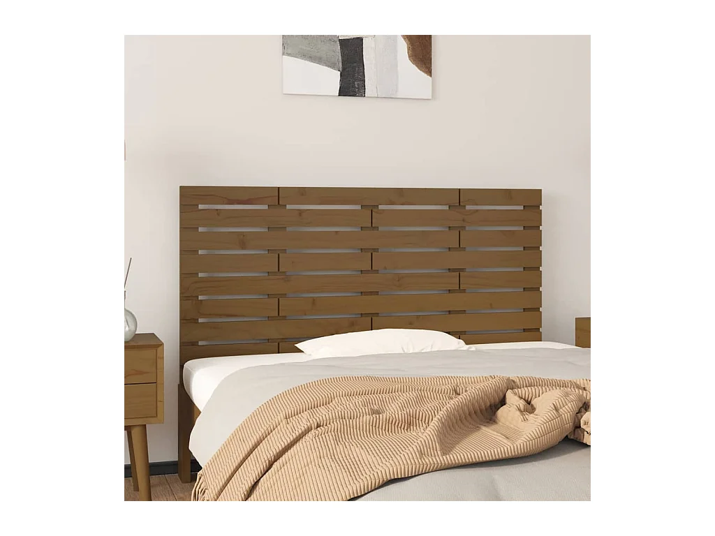 Tête de lit murale | Panneau de tête pour lit Moderne  Marron miel 156x3x63 cm Bois massif de pin